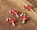 Enamel Candy Cane w/ Red Bow Focal 10x20.5mm