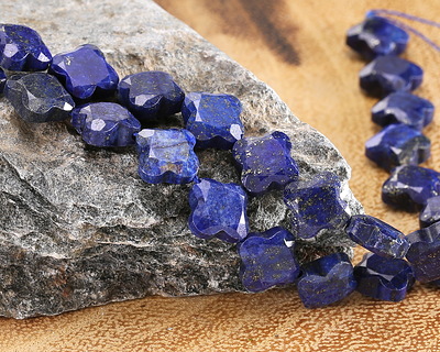 Lapis (Dyed) Faceted Quatrefoil 13mm