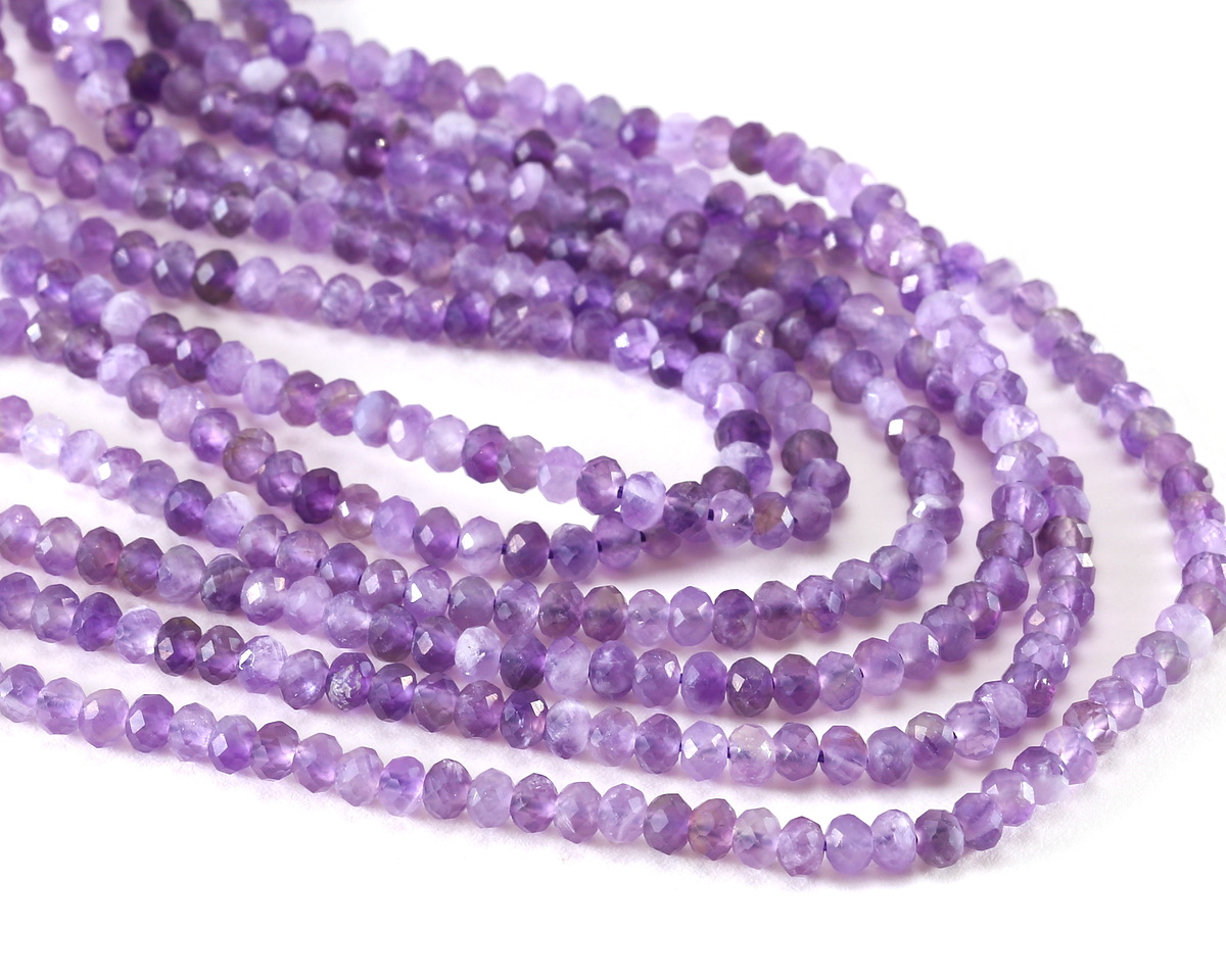 Dogtooth Amethyst Faceted Rondelle 2.5x3.5mm