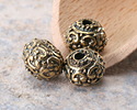 Mykonos Antique Brass (plated) Fancy Ball Spacer 10x13mm
