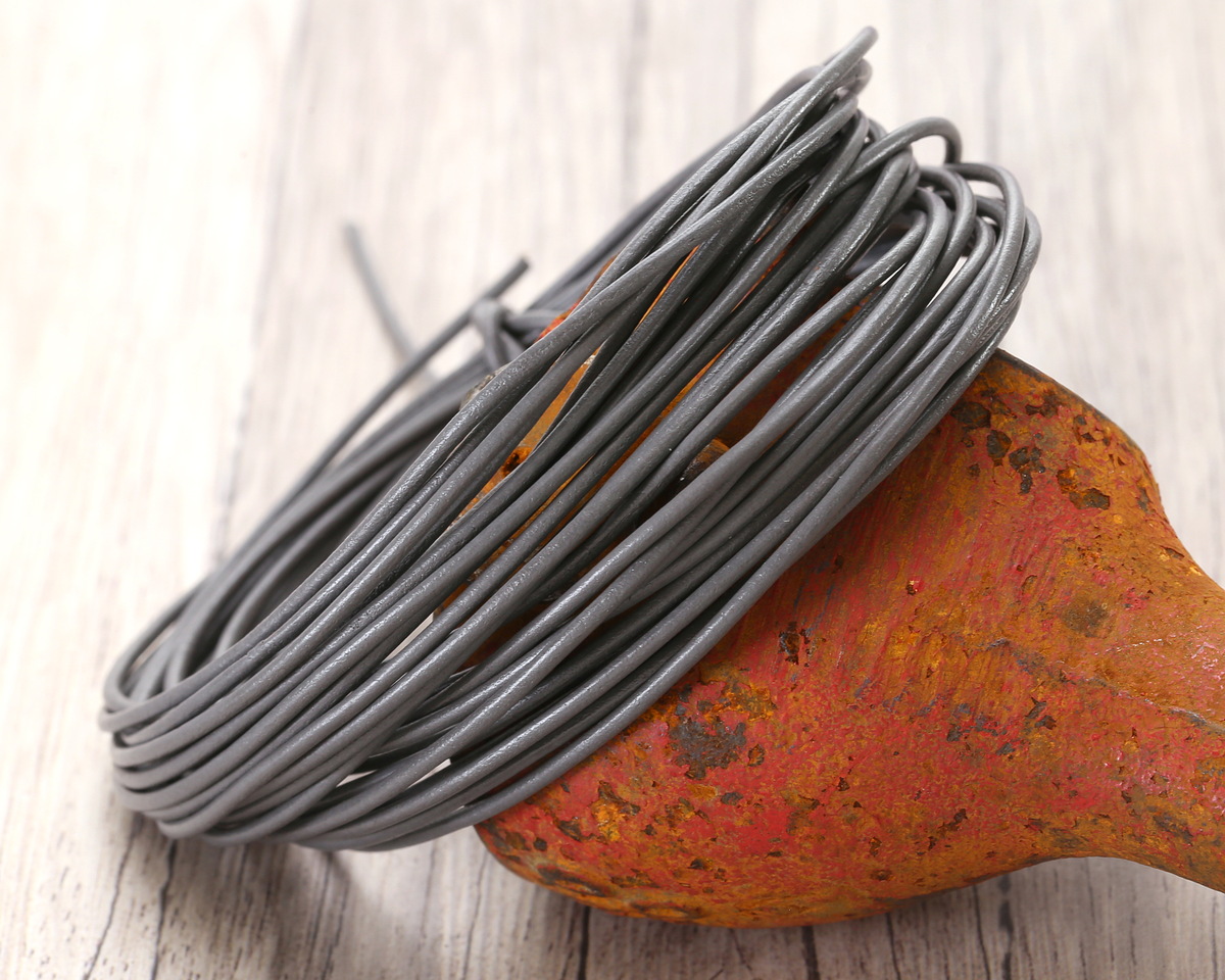 Grey Round Greek Leather Cord 1.5mm, 16 feet