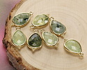 Prehnite w/ Gold Finish Faceted Teardrop Focal 12x21mm