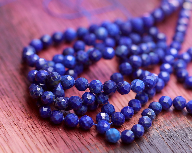Lapis Reed Lapis (A) Faceted Round 4.5mm Beads