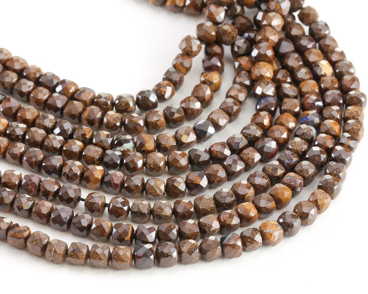 Brown Opal Microfaceted Cube 4mm