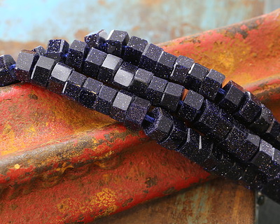 Blue Goldstone Microfaceted Heishi 3x6mm