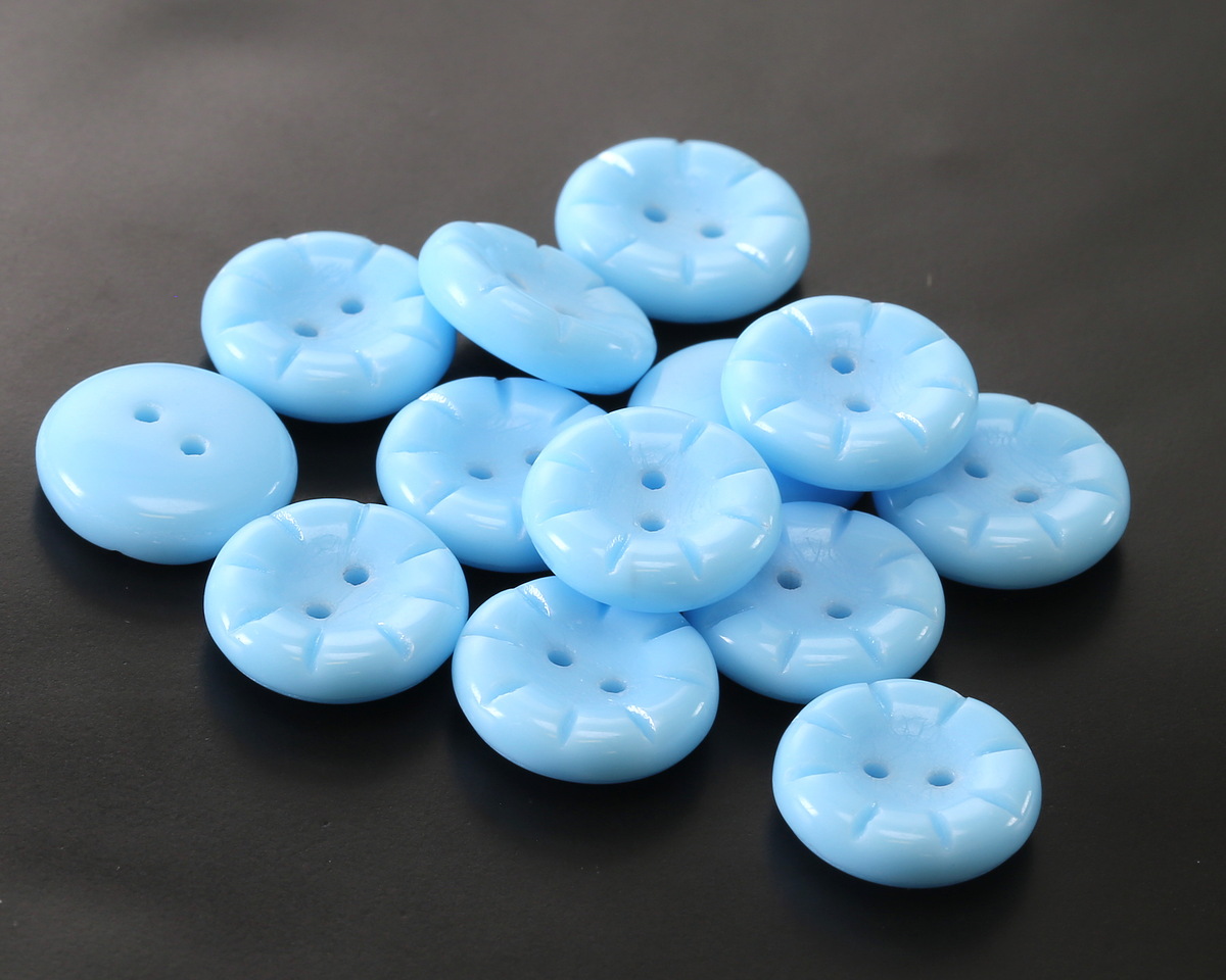 Czech Glass Alice Blue 2-Hole Button 14mm