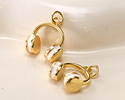 White Enamel w/ Gold Finish Headphones Charm 14x16mm