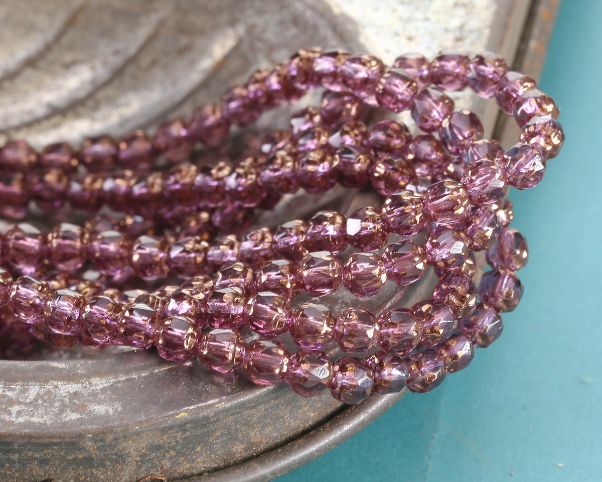 Czech Glass Bronzed Amethyst Lantern 4mm