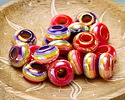 Rainbow Banded Resin Large-Hole Rondelle 8x14mm