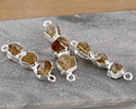 Citrine 3-Stone Natural Cut Focal Link w/ Silver Finish 32-34x8-9mm