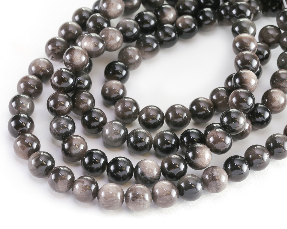 Silver Obsidian Round 8mm