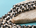 Tibetan (Dzi) Agate Black & White Patterned Faceted Round 10mm