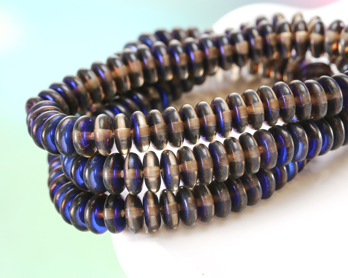 Czech Glass Crystal w/ Metallic Blue Finish Spacer 2x6mm