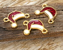 24K Gold (plated) Enamel Santa Hat Link 17x13mm