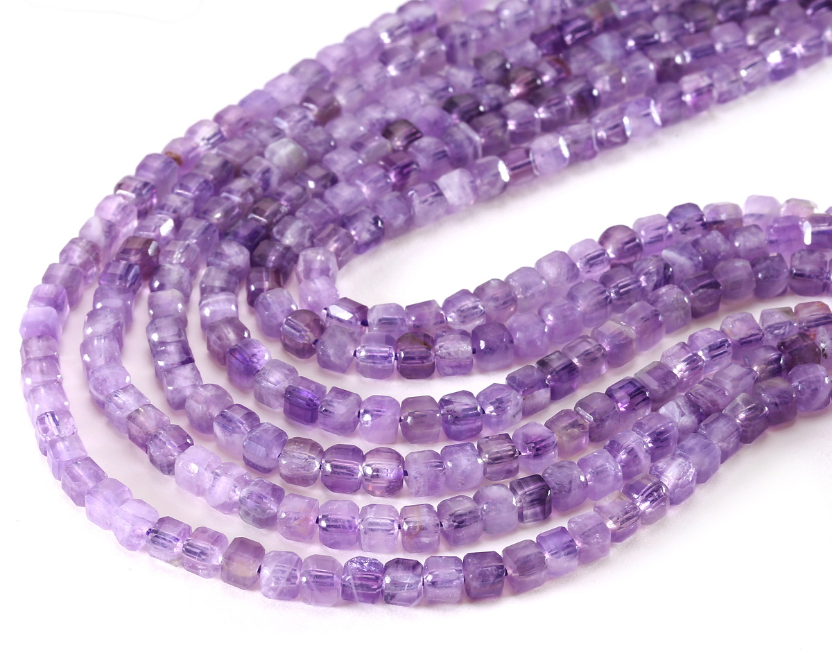 Dogtooth Amethyst Faceted Cube 4.5mm