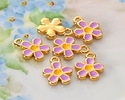 24K Gold (plated) Lilac/Yellow Enamel Daisy Focal 10.5x13.5mm
