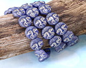 Czech Glass Matte Cobalt w/ Platinum Moon Face 13mm