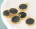 24K Gold (Plated) Transparent Jet Resin Round Focal 12x14mm
