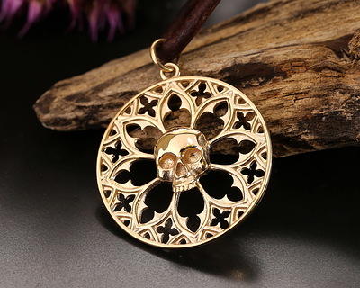 Nina Designs Bronze Gothic Window w/ Skull Focal 25x31mm