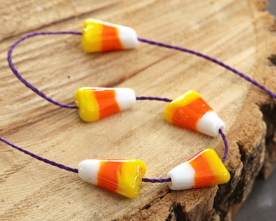 Candy Corn Lampwork Glass Focal Bead 11-12x16-27mm