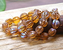 Czech Glass Matte Medium Topaz AB w/ Metallic Brown Faceted Melon Round 10mm