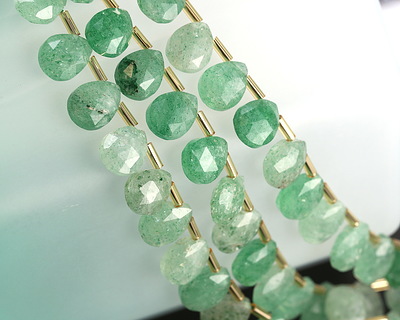 Green Strawberry Quartz (A) Microfaceted Teardrop 8x10mm