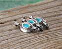 Antique Silver (plated) Turquoise Enamel Ornate Organic Oval Focal Link 15x7mm