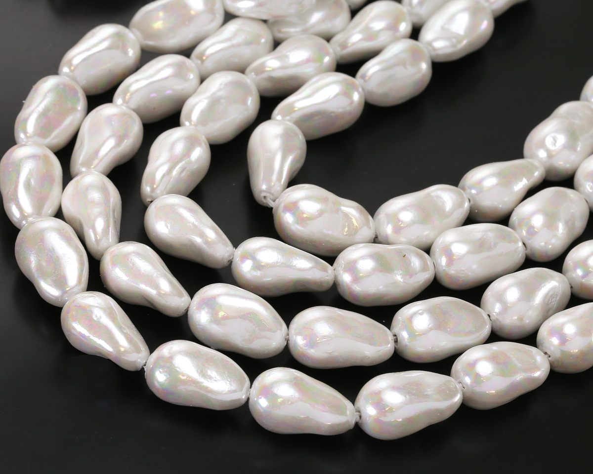 Pearly White Baroque Style Shell Pearl 18x11mm