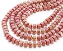 Rhodonite Microfaceted Hexagon Heishi 4x8mm