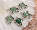 Green Strawberry Quartz w/ Silver Finish Sea Turtle Focal 15x19mm