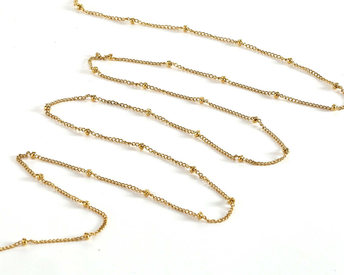 Waterproof 18K Gold PVD Plated Stainless Steel Satellite Chain, 5' Package