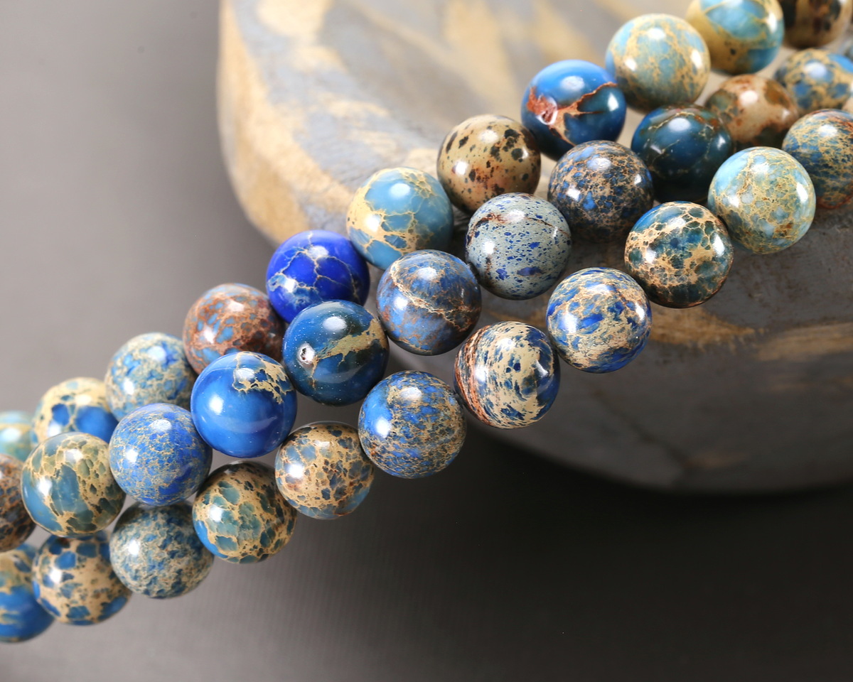 Blues Multi Impression Jasper Round 8mm
