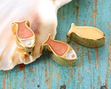 24K Gold (plated) White & Pearl Pearl Enamel Fish Bead 15x7mm