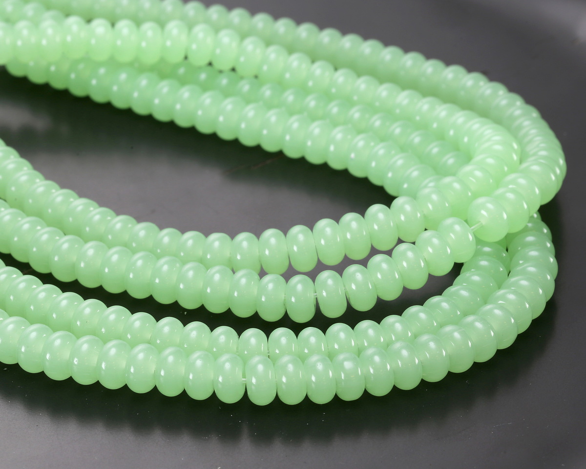 Green Tea Opal Glass Rondelle 5x8mm