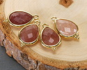 Strawberry Quartz w/ Gold Finish Faceted Teardrop Focal 12x21mm