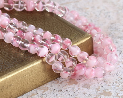 Czech Glass Crystal/Pink Round 6mm