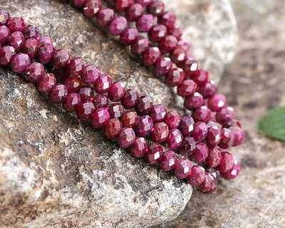 Ruby Faceted Rondelle 3x4mm