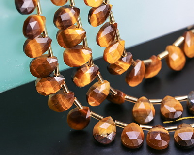 Tiger Eye Microfaceted Teardrop 8x10mm