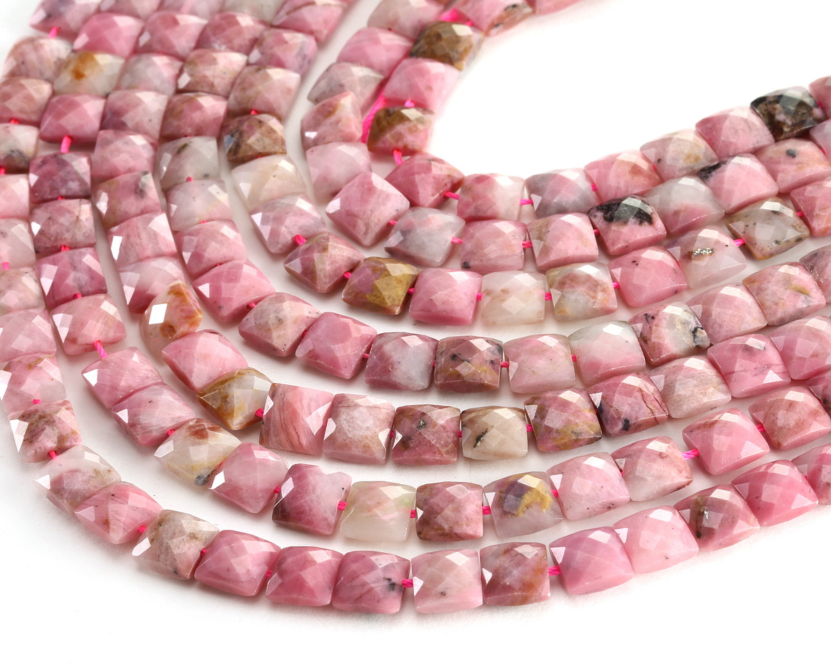 Rhodonite Microfaceted Square 8mm
