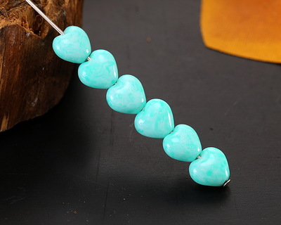 Czech Glass Turquoise Lustered Heart 6mm