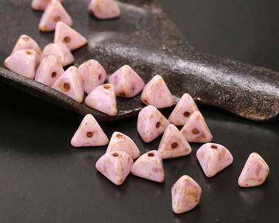Czech Glass Luster Rose Pink Picasso Half Pinch Bead 4x7mm