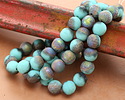Czech Glass Textured Matte Turquoise w/ Rainbow Metallic Finish Round Druk 8mm