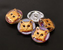Czech Glass Crystal Rainbow Metalic w/ Hand Painted Orange Cat Face Button 18mm