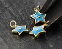 18k Gold (plated) Glitter Turquoise Enamel Star Focal 11.5x13mm