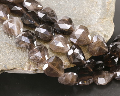 Smoky Quartz Microfaceted Heart 13-14mm