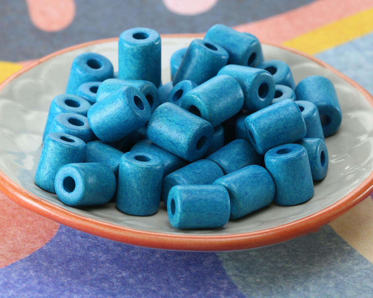 Mykonos Ceramic Turquoise Tube Spacer 9-10x8mm