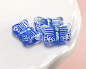 Czech Glass Crystal AB w/ Blue Wash Butterfly 16x11mm