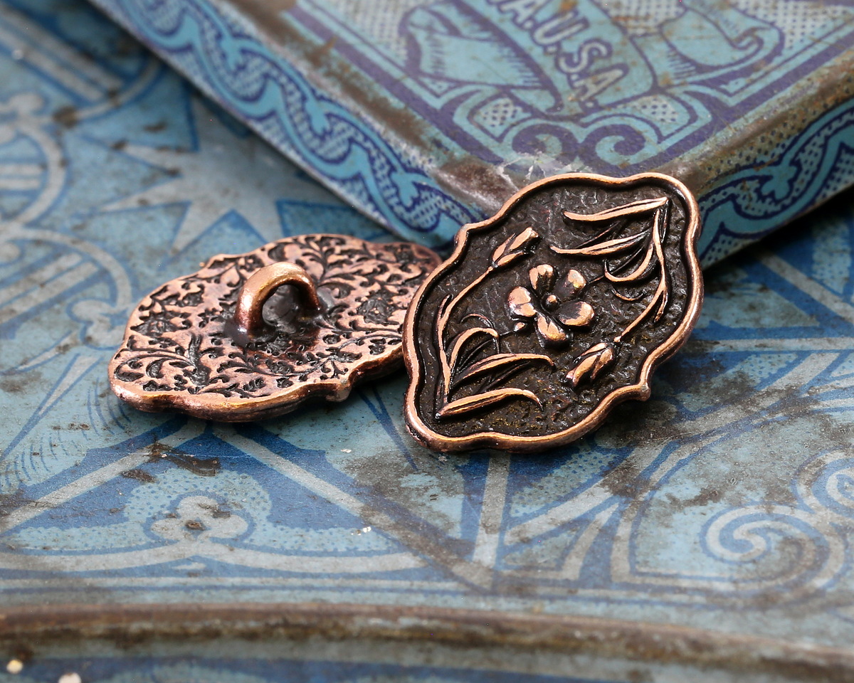 TierraCast Antique Copper (plated) Flower Button 13x18mm