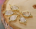 Rock Crystal Quartz w/ Gold Finish Faceted Teardrop Focal 10x12mm