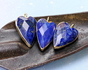 Lapis Faceted Heart Pendant w/ Gold Finish 13x20mm